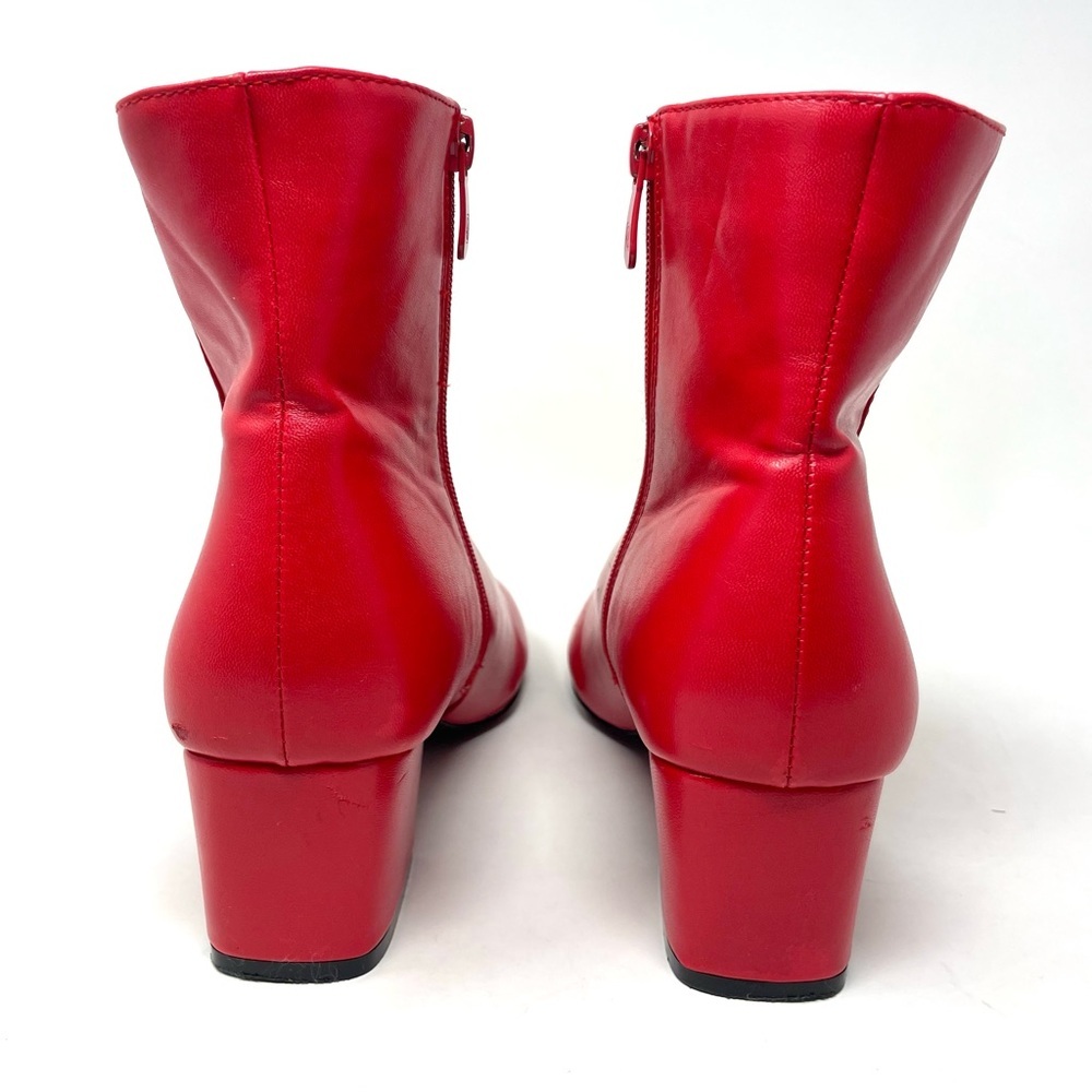 ** Red Kiss True Red Leather Heeled Ankle Boots Size 9 - Picture 5 of 11